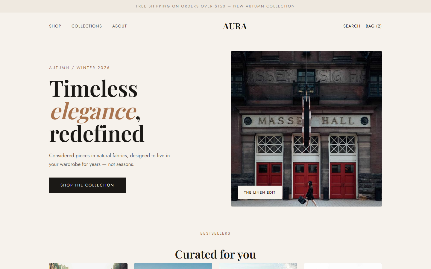 Aura — fashion e-commerce website concept designed by LionDigitalTech
