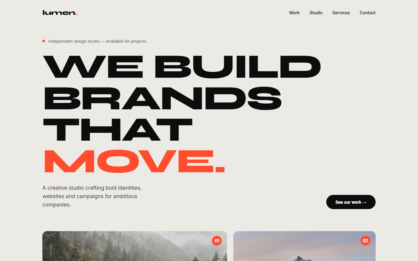 Lumen — creative studio website concept designed by LionDigitalTech