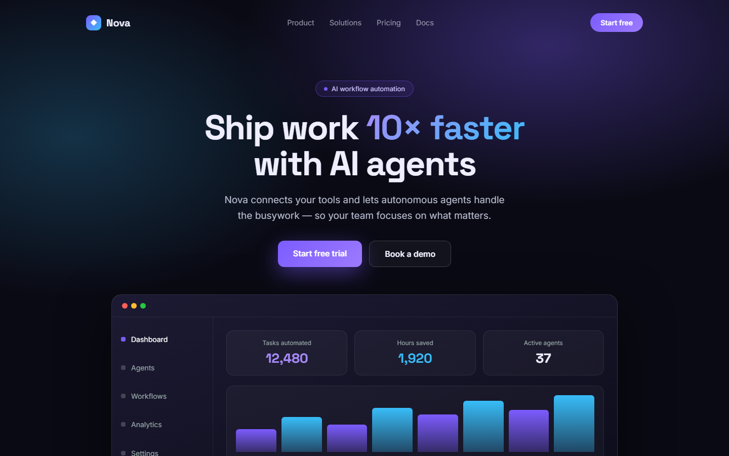 Nova — AI SaaS platform website concept designed by LionDigitalTech