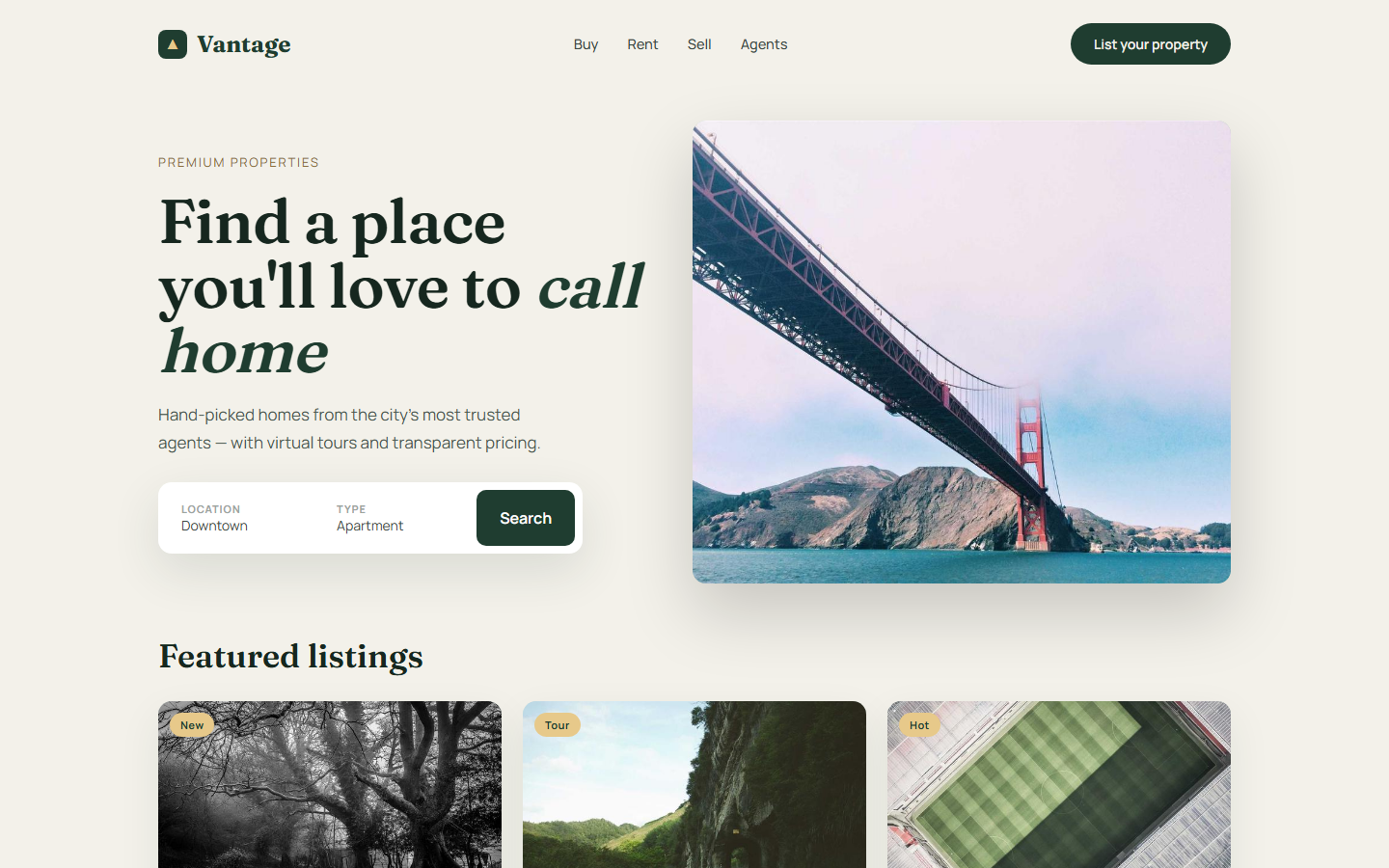 Vantage — real estate website concept designed by LionDigitalTech
